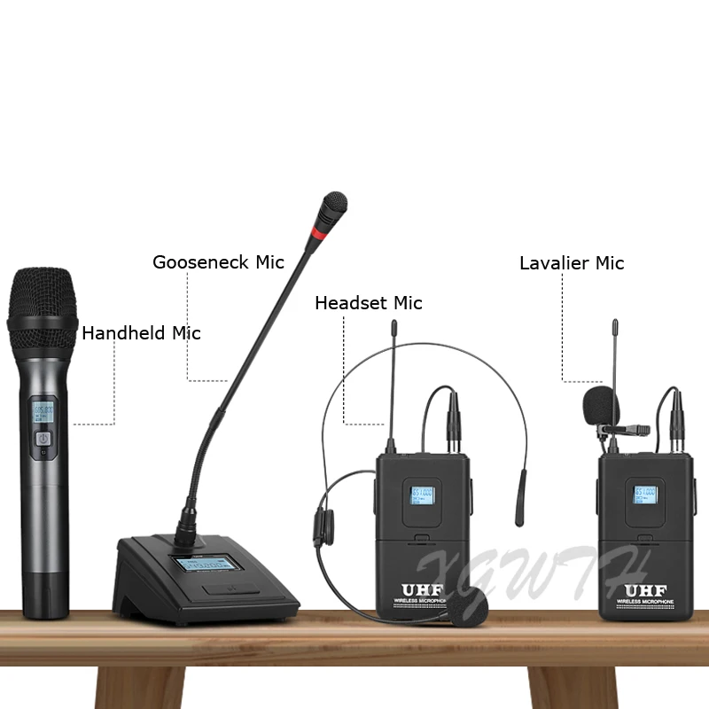 XGWTH 8 Channel Wireless Microphone System Digital UHF Adjustable Frequency Handheld Bodypack Lavalier Headset Gooseneck Mic