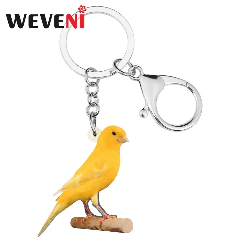 WEVENI Acrylic yellow Canary Key Chains Bird Key Rings Bag Car Purse Decorations Keychains For Women Girls Teen Men Charms Gift