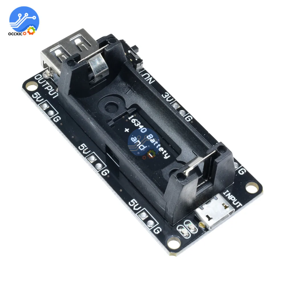 16340 Rechargeable Lithium Charging Board Power Bank 5V 3.3V Dual USB Charge Supply 16340 Battery Holder For Arduino