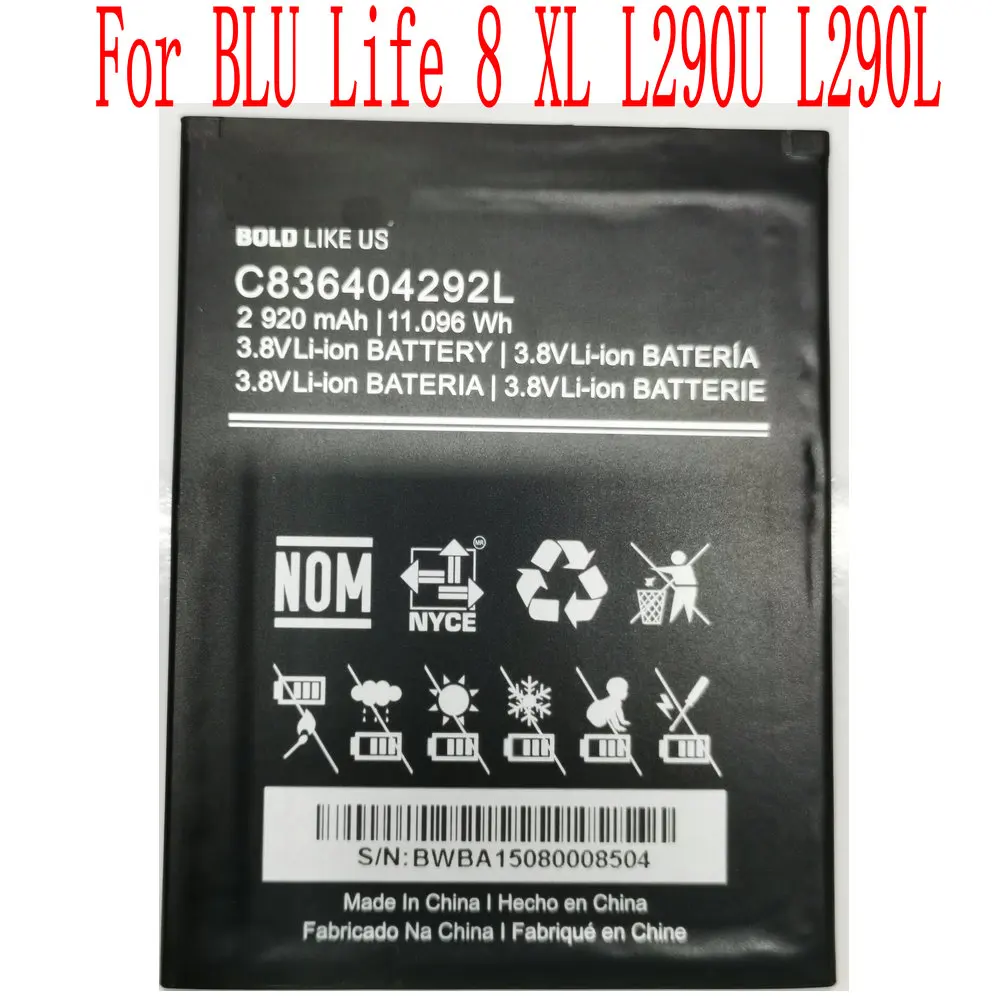 Brand New High Quality 2920mAh C836404292L Battery For BLU Life 8 XL L290U L290L Mobile Phone