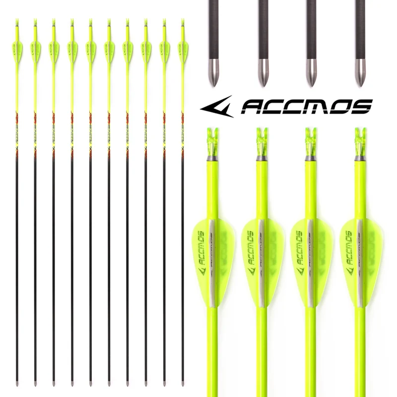 6/12pcs ID 4.2mm Pure Carbon Arrow Spine 400/500/600/700/800/900/1000 Archery Arrows For Compound /Recuvre Bow Shooting