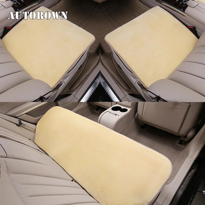 AUTOROWN Faux Fur Car Seat Covers High Quality Artificial Fur Car Seat Cover Autumn and Winter Automotive Interior Fit Most Car