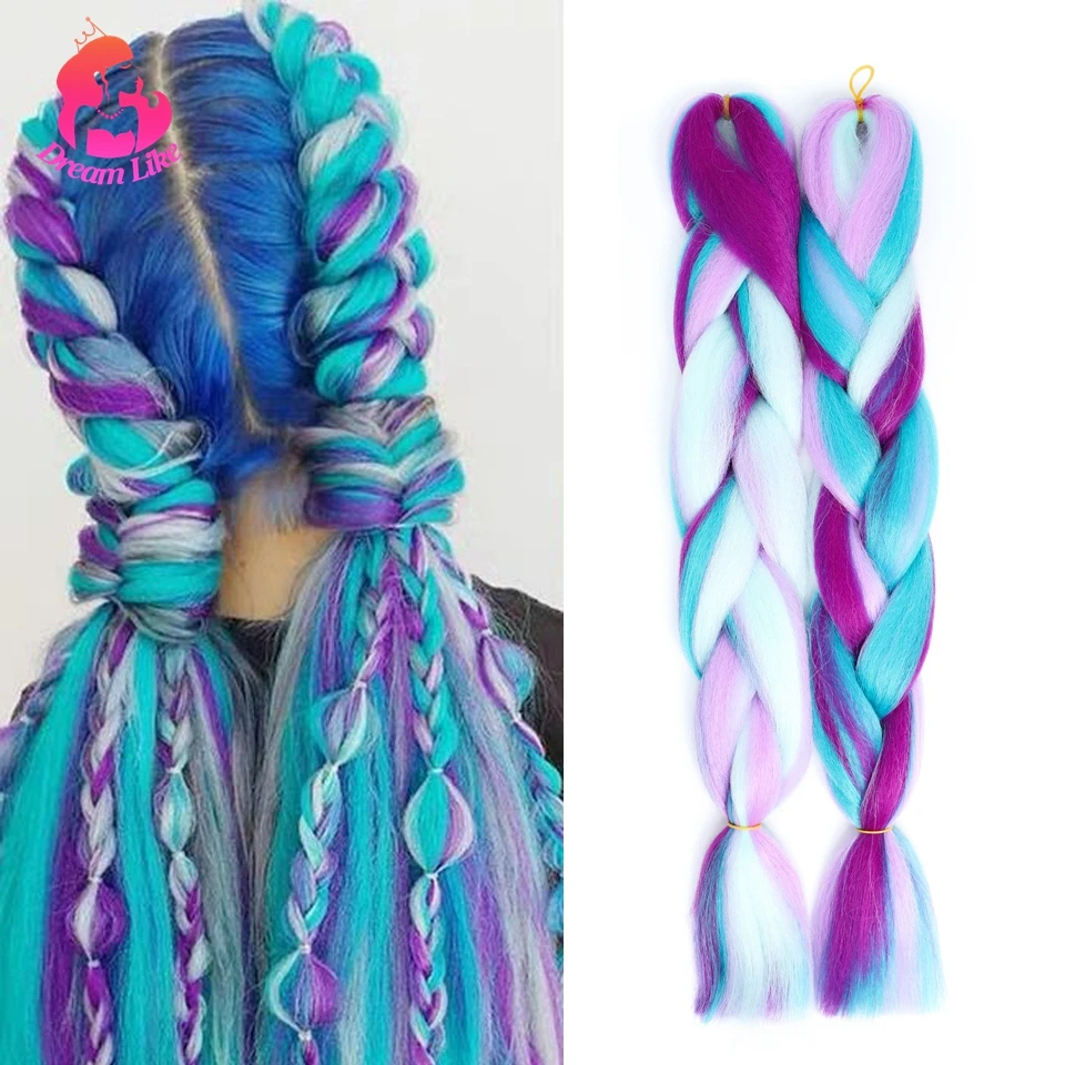 Dream เช่น Jumbo Hair Extensions สำหรับ Braids สังเคราะห์ Kanekalon ผสมสี Pre ยืดผมสำหรับผู้หญิง24นิ้ว