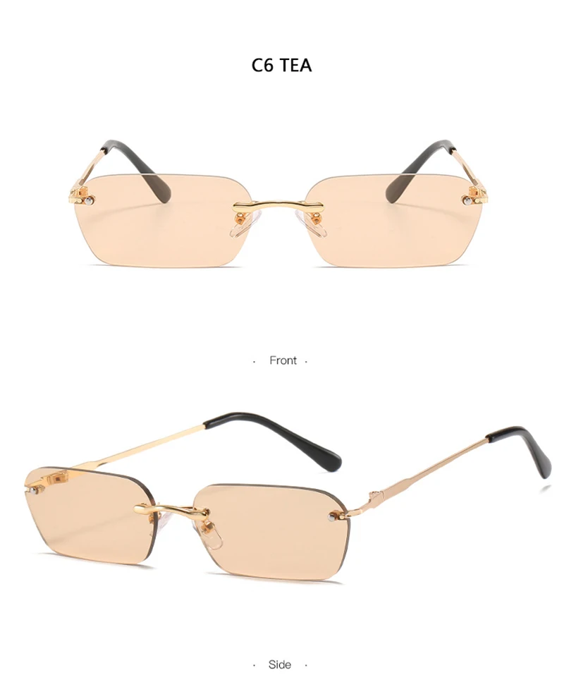 Mode Randlose Sonnenbrille Männer Frauen Klassische Leichte Sonnenbrille Für Männliche Luxus Rechteck Rahmenlose Brillen UV400 – Detail 14