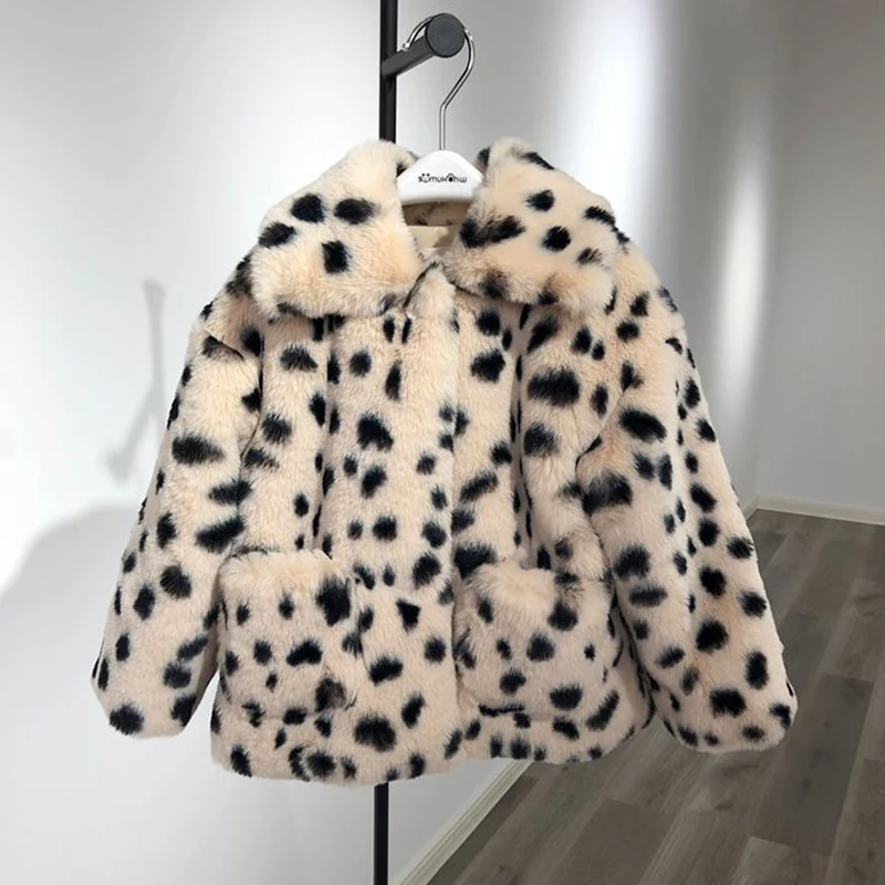 Susy Fashion New Baby Girl Boy Winter Jacket Leopard Faux Fur Thick Infant Toddle Warm Coat Fur Baby Clothes Outwear 1-8Y