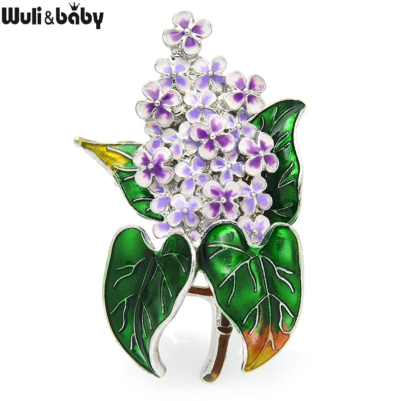 Wuli&baby Enamel Lilac Flower Brooches Beauty Spring 4-color Clove Flower Party Office Brooch Pins Gifts