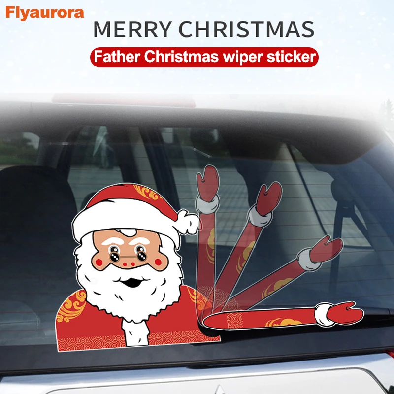 1pcs Christmas Styling DIY Waving Self Adhesive Car Wiper Sticker Rear Windshield Durable Accessories Window Removable Reusable