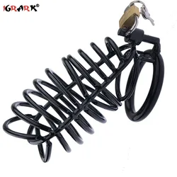 Stainless Steel Black Chastity Cage CB6000 Long Big Cock Cage Penis Lock BDSM Bondage Sex Toys For Men Cbt Male Chastity Device