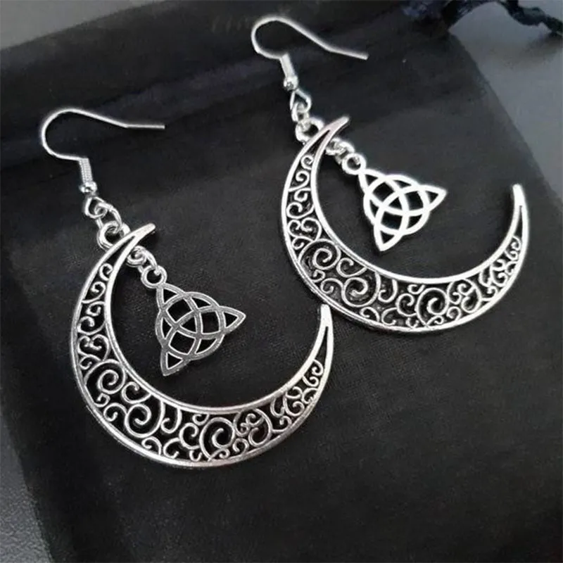 Moon Celtic knot Earrings Fashion Goth Witch Jewelry Women Gift 2021New Delicate Beautiful Crescent Wholesale Statement Creative