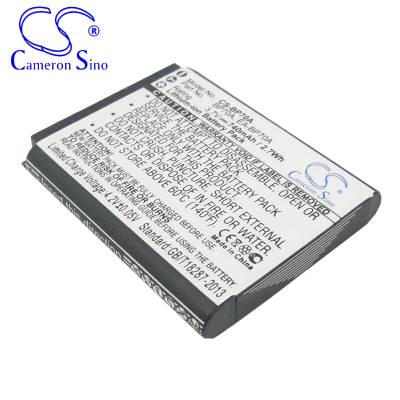 CameronSino Battery for Samsung SL50 SL600 ES65 ES70 TL105 TL110 PL100 PL80 ST60 fits Samsung BP-70A Digital camera Batteries