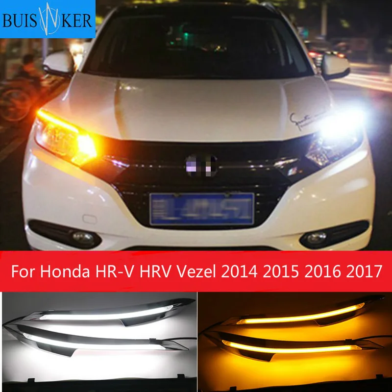 

2 шт. для Honda HR-V вариабельности сердечного ритма 2014 2015 2016 2017 DRL Противотуманные фары Габаритные огни с желтый сигнал поворота