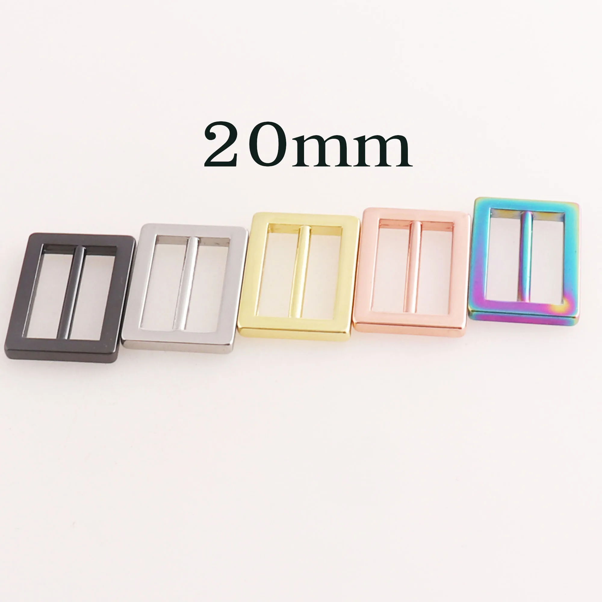 20mm Gunmetal/Rose Gold/Silver/Rainbow Slide Buckles,6-20 Pcs Belt Fasteners Adjuster Bag Luggage Straps Purse Buckles Handbag