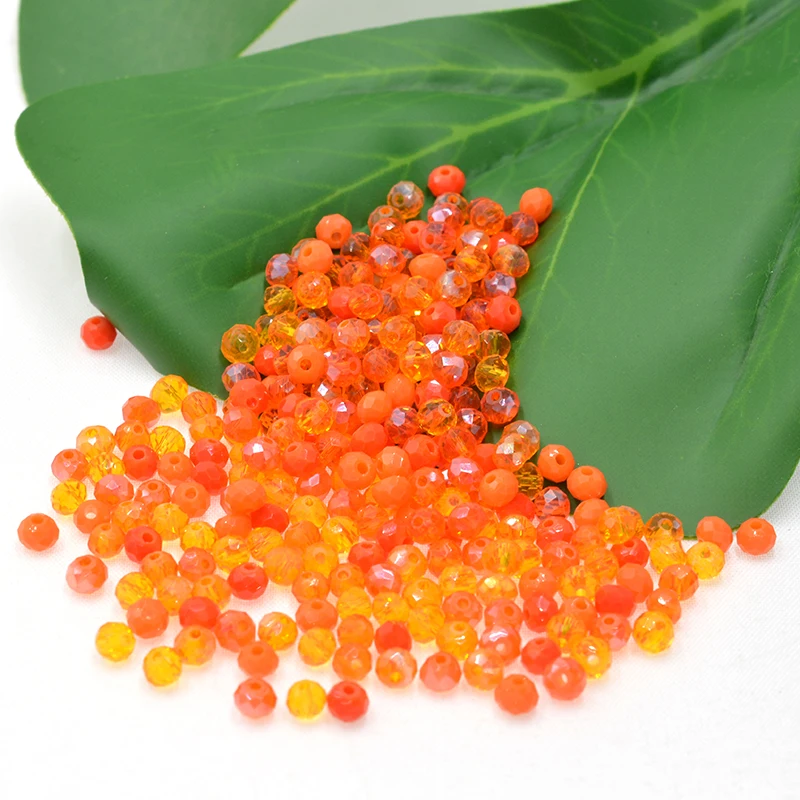 Orange Shining Red Multicolor Rondelle Austria Faceted Crystal Glass Beads Loose Spacer Round Beads for DIY Jewelry Making