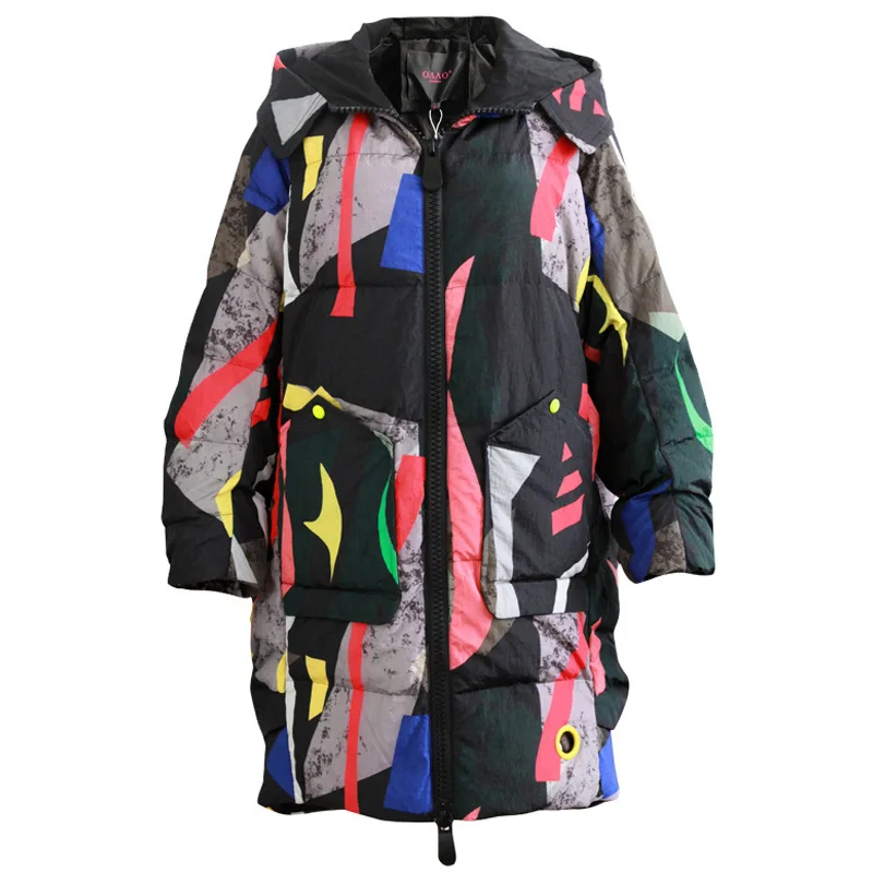 Winter 90% Weiße Ente Unten Jakcet Frauen Lange Camouflage Print Unten Mantel Weibliche Dicke Warme Dong Parkas Outwear LWL1172