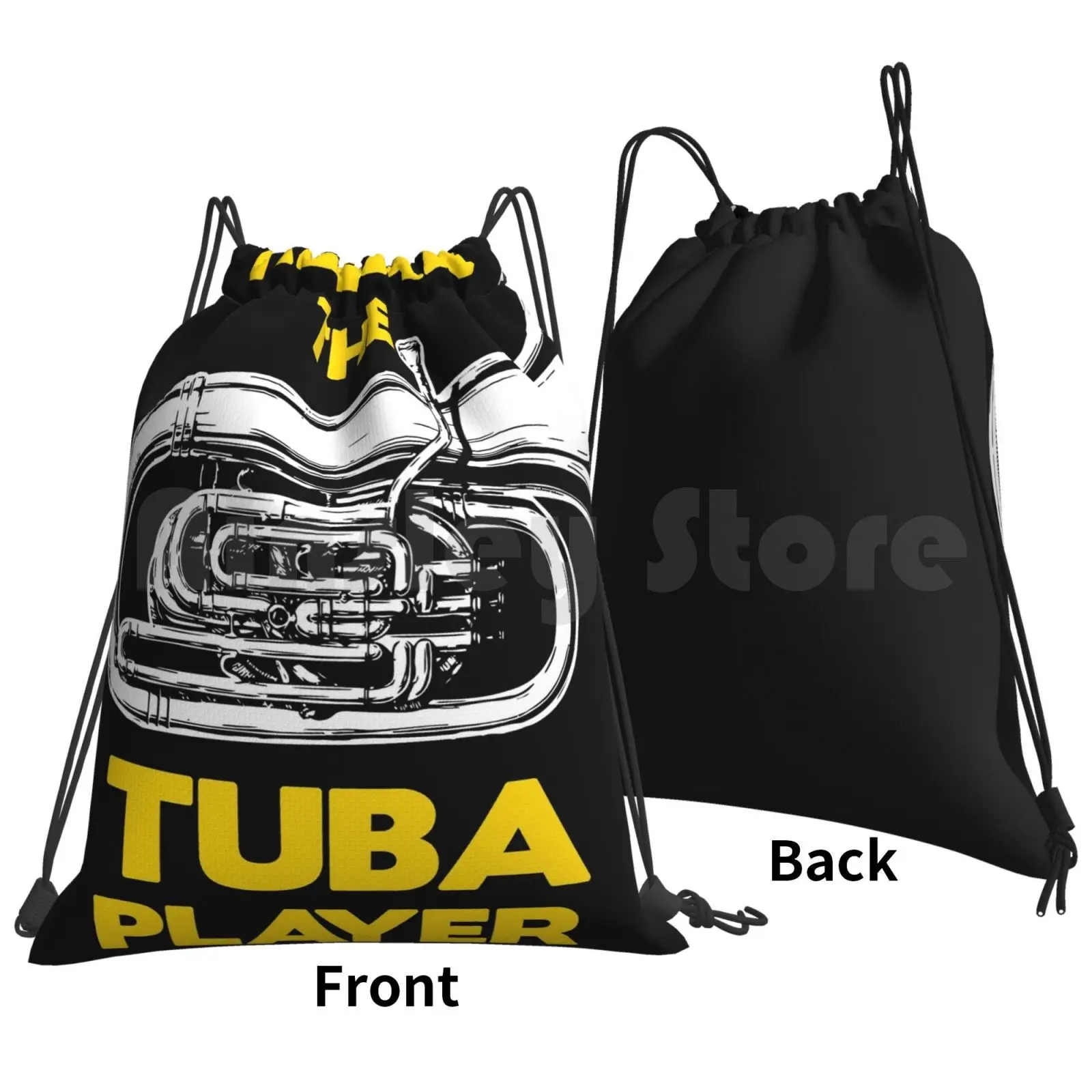 Fun Brass Band Marching Band Design , Relax The Tuba Is Here Backpack Drawstring Bags Gym Bag Waterproof Tuba Player