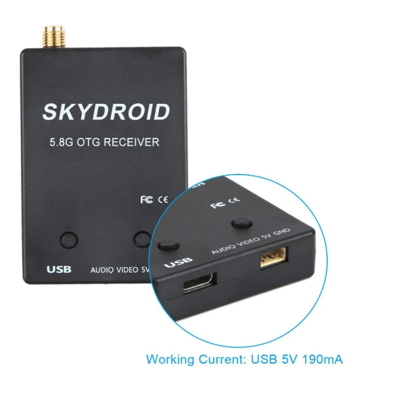 Skydroid UVC Dual /Single Antenna Control Receiver OTG 5.8G 150CH Full Channel FPV Receiver W/Audio for Android Smart Phone PC M