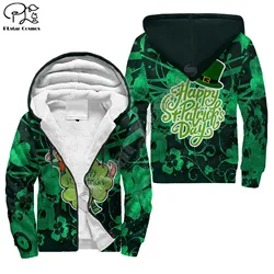 Plstar cosmos irlandês dia de são patrício impressão 3d roupas de inverno casual capuz quente casaco grosso com zíper homem lã hoodies jaqueta d27