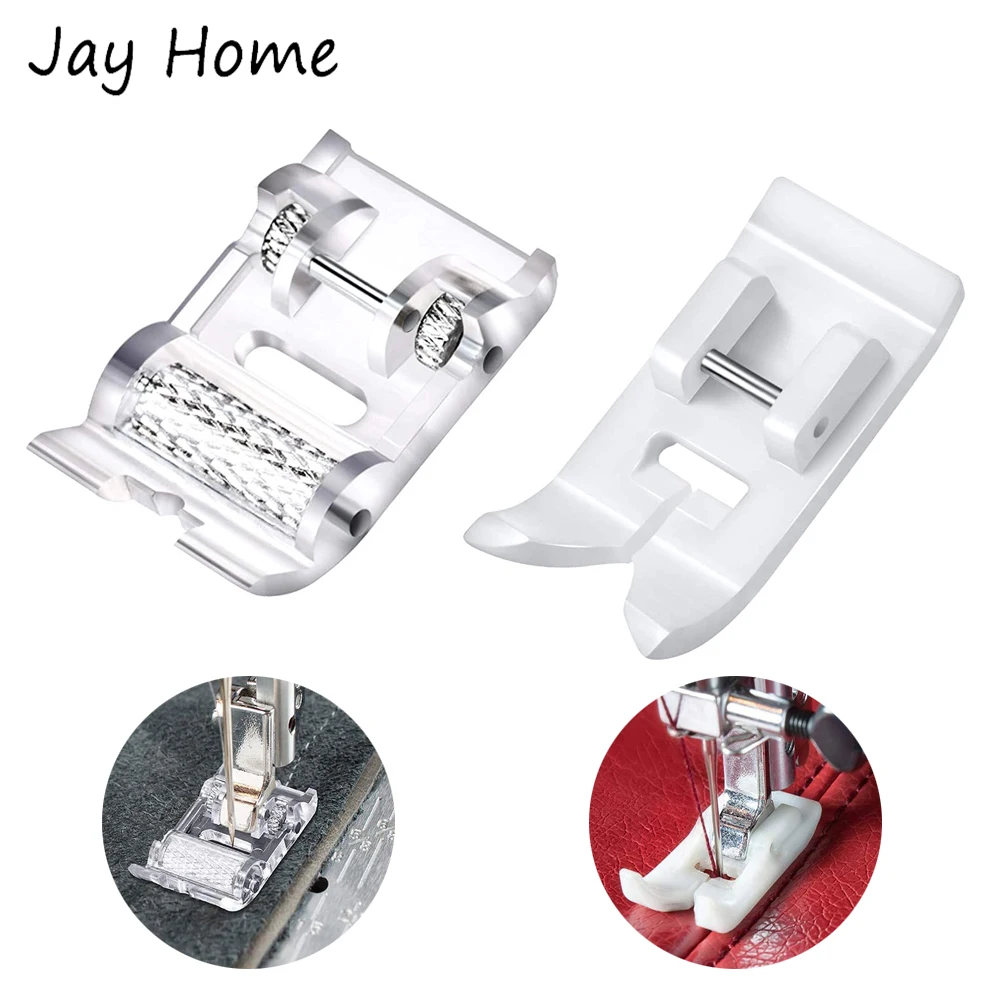 2Pcs Roller Sewing Machine Presser Feet Non-Stick Zigzag Sewing Machine Roller Presser Foot for Low Shank Snap-On Sewing Machine