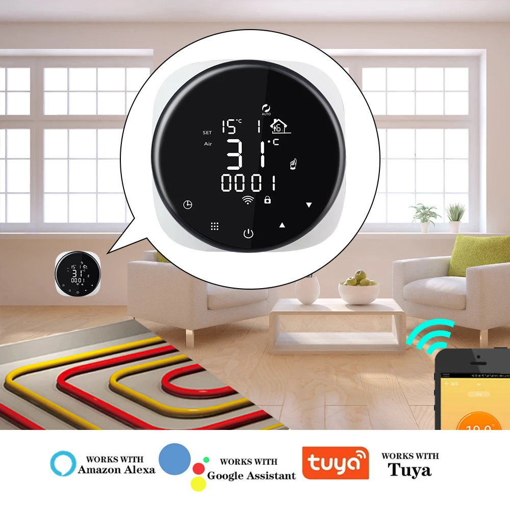 WIFI Thermostat Smart AC90-240V 16A Electric Floor Heating Temperature Controller Remote Control Programmable