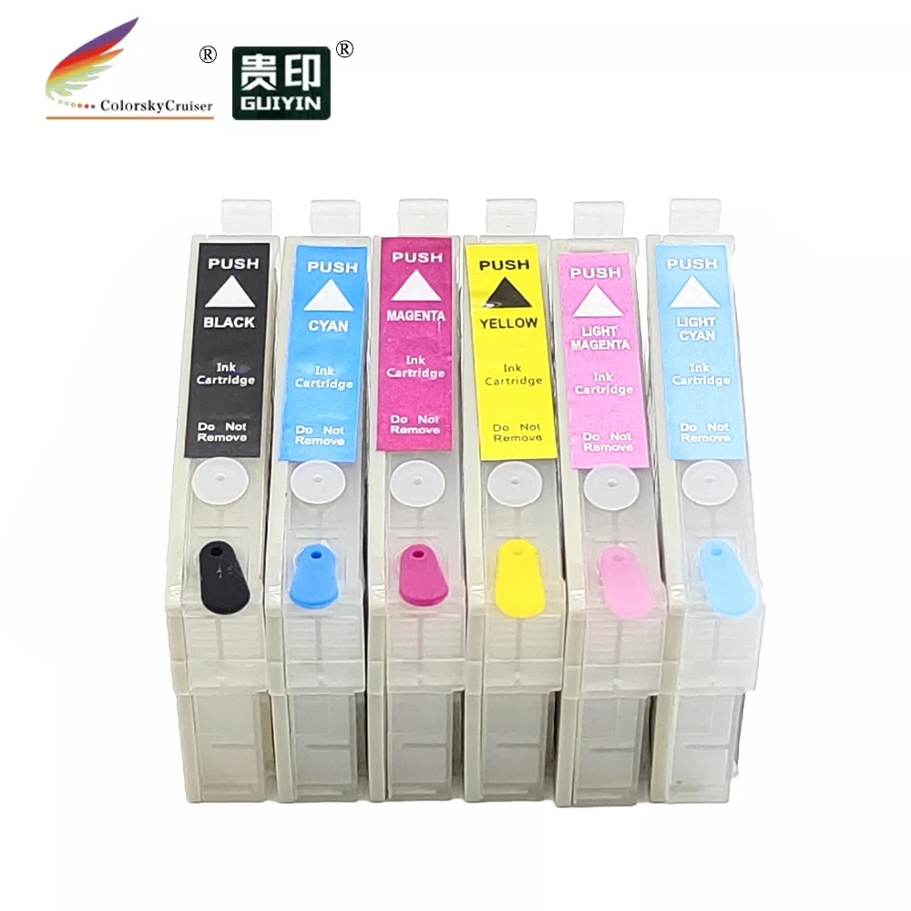 

(RCE-771-776) Заправляемый картридж с чернилами для Epson T0771-776 77 Stylus Photo RX580 RX595 RX680 R260 bkcmylclm