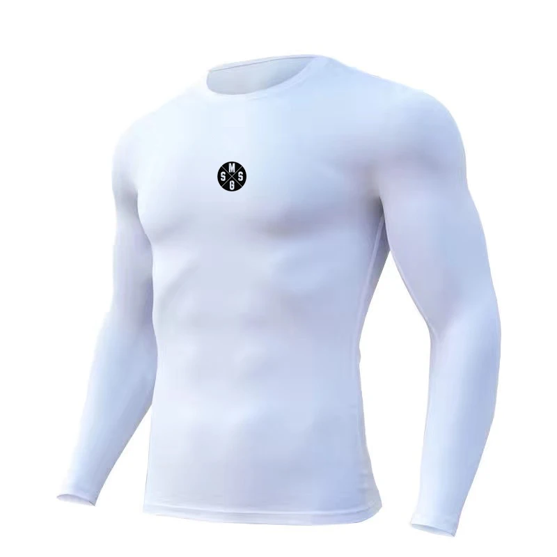 New Fashion Workout Bodybuilding Fitness Men's Long Sleeve T-shirt Breathable Casual Autumn and Winter Trend Slim Sports T Shirt