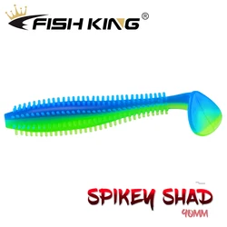 FISH KING 5pcs/pack Spikey Shad Hedgehog 90mm/4g Fishing Soft Lure Sea Cucumber Paddle Grub Worm Silicone Wobbler Pike Baits