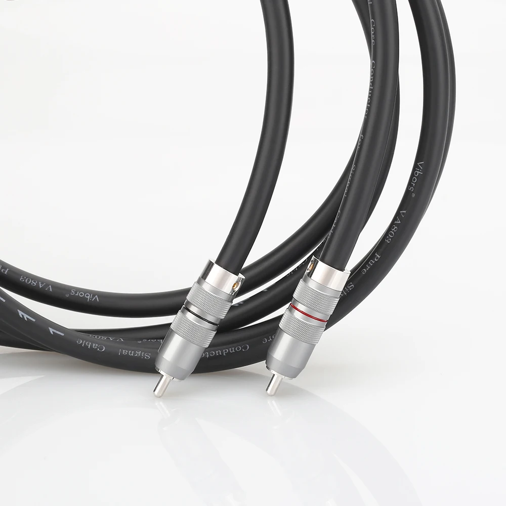 New Viborg VA803 High-End Pure Solid Silver Premium Audio Interconnect Cable Phono to Phono Stereo Analogue Interconnect Cable