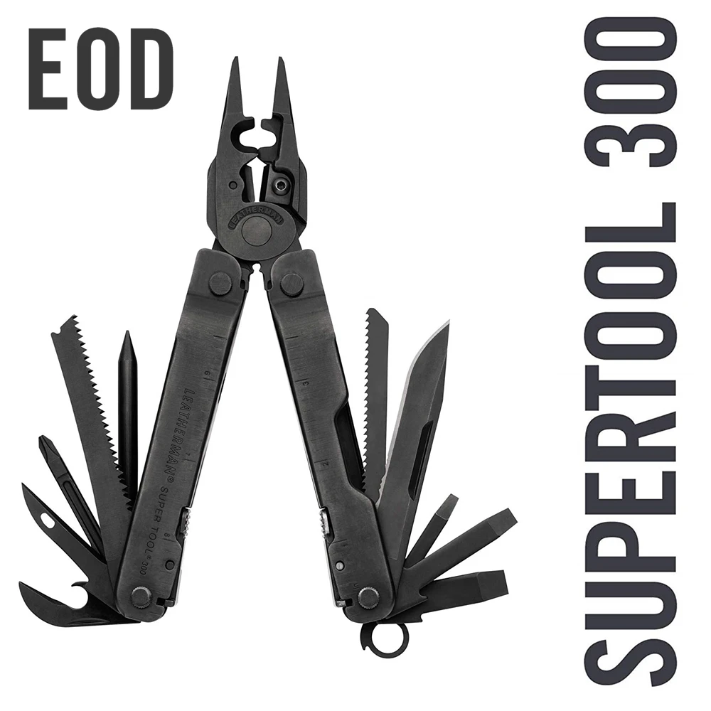 LEATHERMAN - Super Tool 300 Multitool with Premium Replaceable Wire Cutters and Saw, Black/Silver with MOLLE Sheath