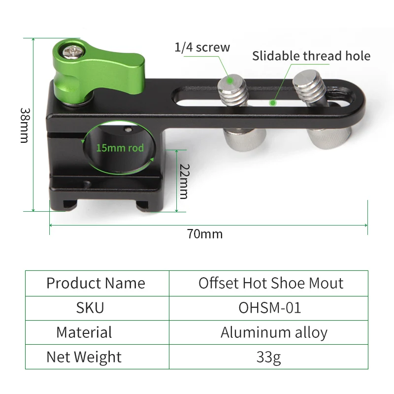 Lanparte-حامل حذاء ، حامل حذاء ساخن/بارد ، مع مشبك قضيب 15 مللي متر ، لملحقات كاميرا DSLR