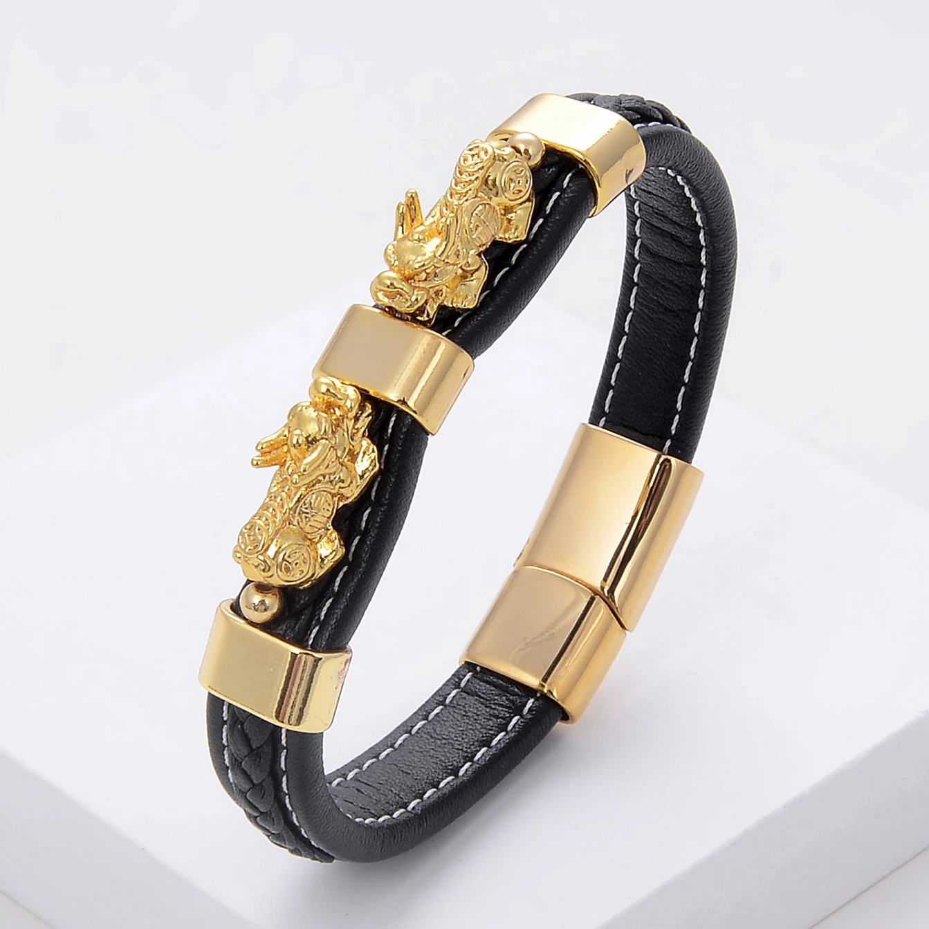 Men's Feng Shui Bracelet Charm Woven Leather Rope Chain Colorful PIXIU Guard Bracelet For Health Wealth And Luck Jewelry