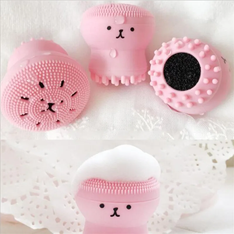 Silicone Facial Cleaning Brush Small Octopus Cleaner Sponge Face Deep Clean Massage Face Scrub Brush Beauty Skin Care Tool