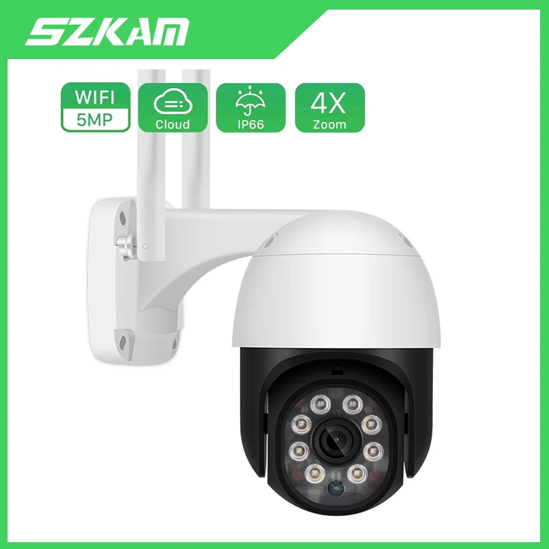 

HD Беспроводная SZKAM 1080P PTZ Wi-Fi IP-камера 4-кратный цифровой зум Открытая безопасность CCTV AI Обнаружение человека Автоматическое отслеживание P2P Сигнализация движения