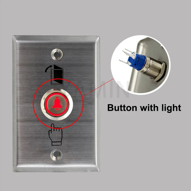 16/19mm Door Bell Momentary Reset Push Button Flat Stainless Steel Control Switch Panel With LED Light 3-6V 12-24V 220V