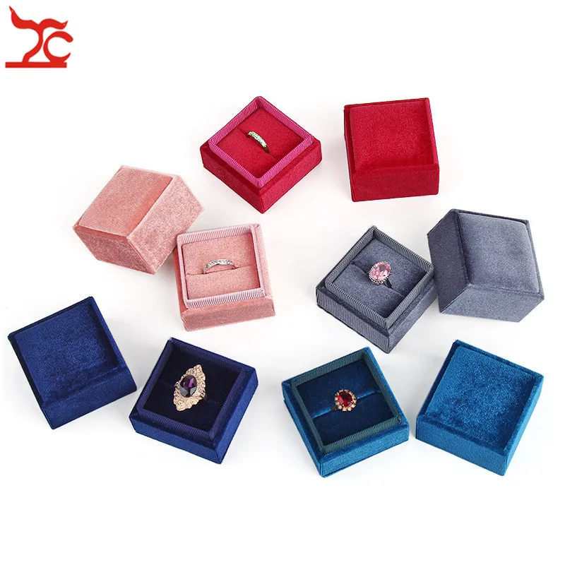 Fein Square Schmuck Ring Box Bunte Cord Jäten Ring Ohrring Lagerung Organizer Fall Geburtstag Schmuck Paket Geschenk Box