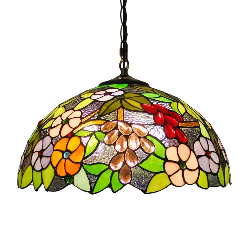 

Tiffany Stained Glass Pendant Lights Vintage Mediterranean Baroque Hanging Lamp Kitchen Light Fixture Indoor Lighting Loft Decor