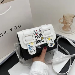 Women's Shoulder Bag Graffiti Small Square Bags Fashion All-Match Crossbody Cambridge Bags Ladies Wallets Daily Outing Bags