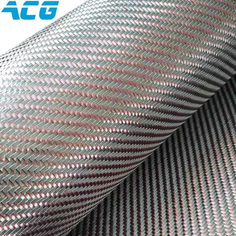 Metallic Carbon Fiber Fabric Red Reflective Carbon Fibre Cloth