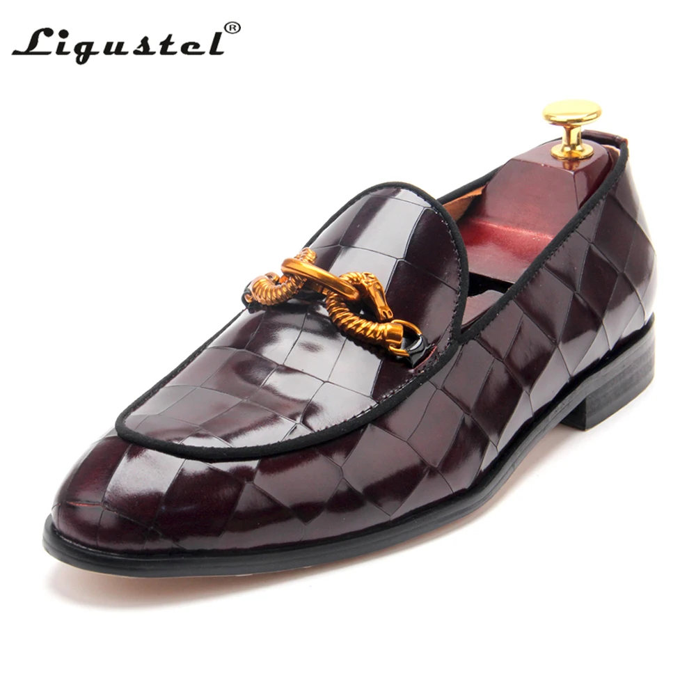 Ligusrel Men Formal Dress Designer Luxury Red Shoes Fashion Wedding Party Leather Loafers For Men Red Bottom Formal Plus Size 13