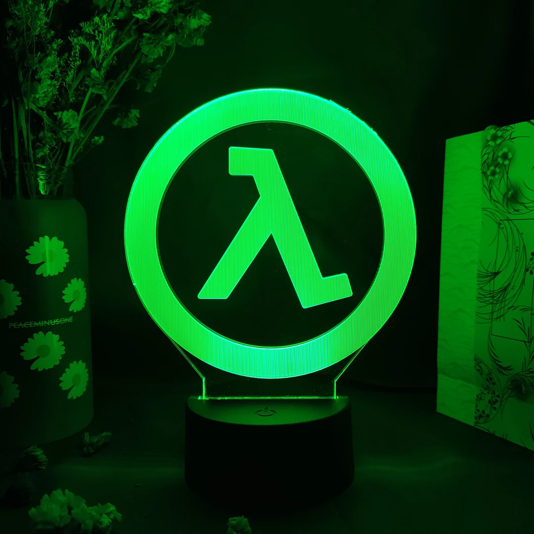 Game Half Life Alyx Logo 3D Acrylic Lamp Gaming Room Computer Desktop Setup Lighting Decor Colorful LED Sensor Nightlight Gift