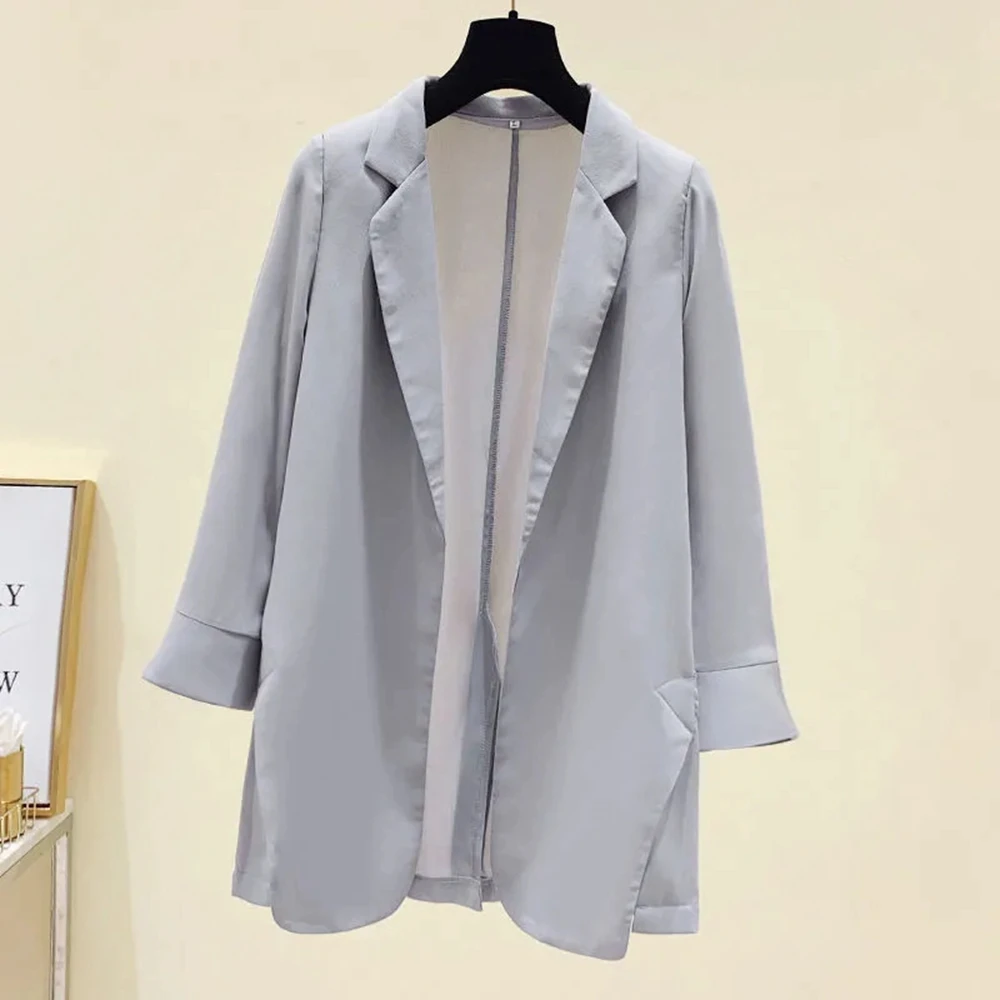 2022 New Spring Blazer in Chiffon a tre quarti donna estate elegante sottile giacca cappotto abito femminile in nero bianco grigio taglie forti