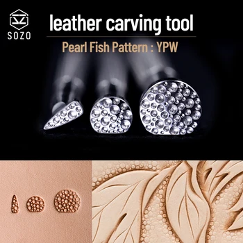 SOZO YPW leather working carving tool pearl fish pattern DIY handmade stamping printing embossing stamps 304 stainless steel leather carving tool