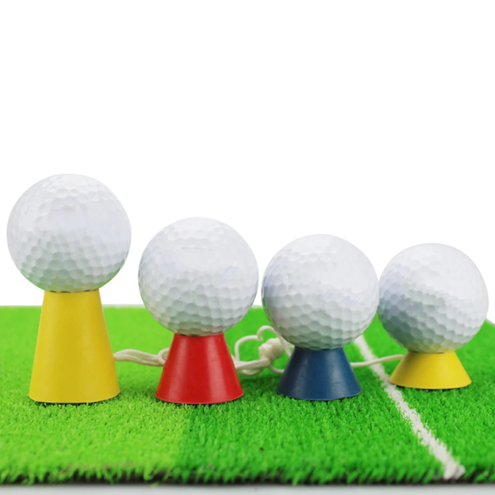 Golf Tees with Rope for Training Practice, 4 in 1, Different Heights, Rubber Golf Holder, Not Include the Ball, Winter, 10 Sets