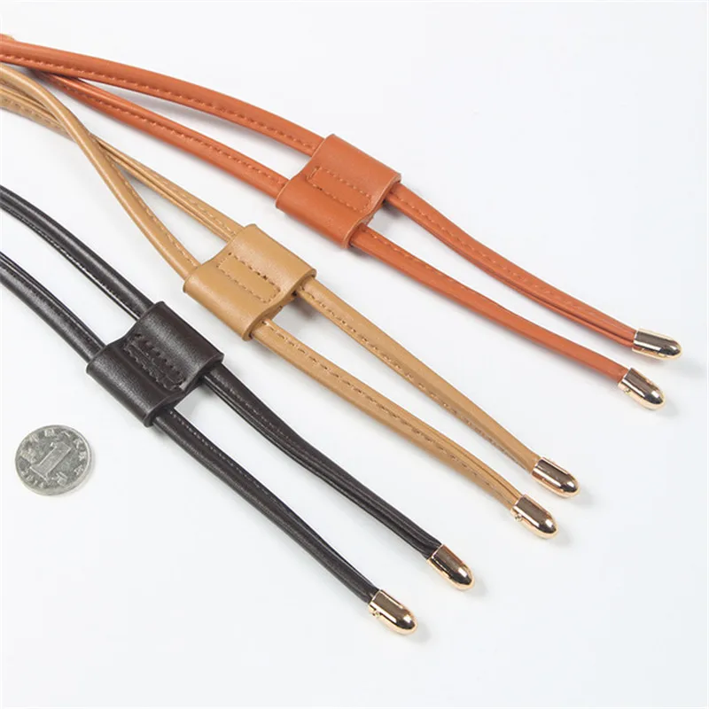 New 0.8cm Thin 120cm PU Leather Women Bag Strap DIY Replacement Bucket Drawstring Rope Backpack Beam Pocket Purse Accessories