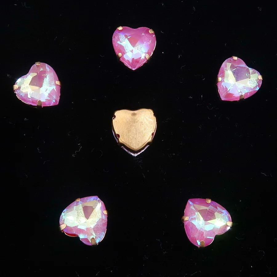 Herzförmige Goldklauenfassungen 20 Stk./Packung 10mm Jelly Candy & AB Glaskristall zum Aufnähen Strassperlen für Schuhe, Taschen, Bastelarbeiten, DIY-Besatz – Detail 7