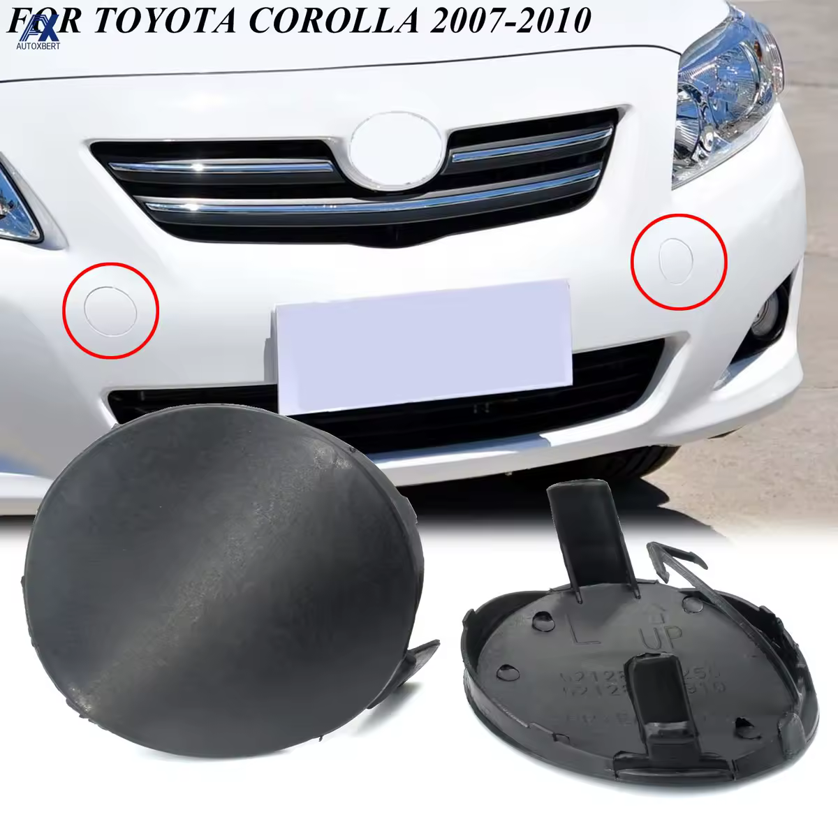 2x עבור טויוטה קורולה 2007-2009 כיסוי גרירה ימין שמאל עין גרירה כיסוי לא מוקדם 52127-02910 קדמי באמפר 2008 52128-02910