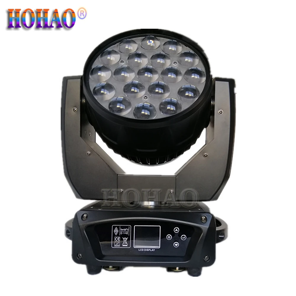 

HOHAO 2x 19pcs 15W RGBW 4IN1 Led Zoom Moving Head Washer Light Stage Spotlight Dyeing Effect Disco Dj Wedding Equipment