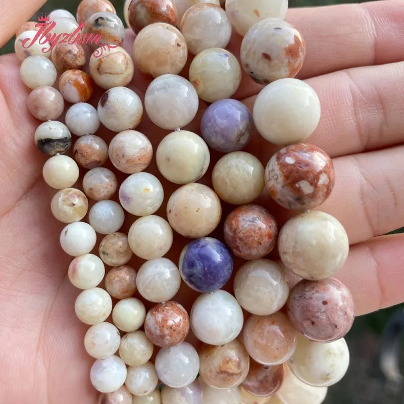 Natural AA Opal Round Smooth Loose Stone Beads 6/8/10/12mm for DIY Accessories Necklace Bracelet Jewelry Making 7inch/15inch