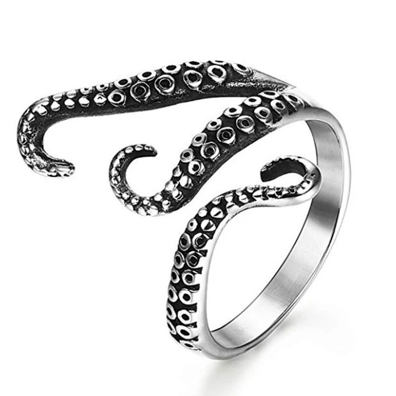 Vintage Octopus Tentacle Sea Monster Ring for Men Stylish Punk Women's adjustable ring