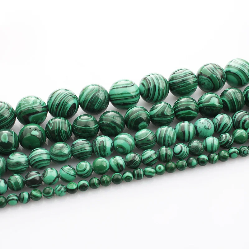 4mm 6mm 8mm 10mm 12mm Round Natural Malachite Stone Loose Beads Lot For Jewelry Making DIY Crafts Findings