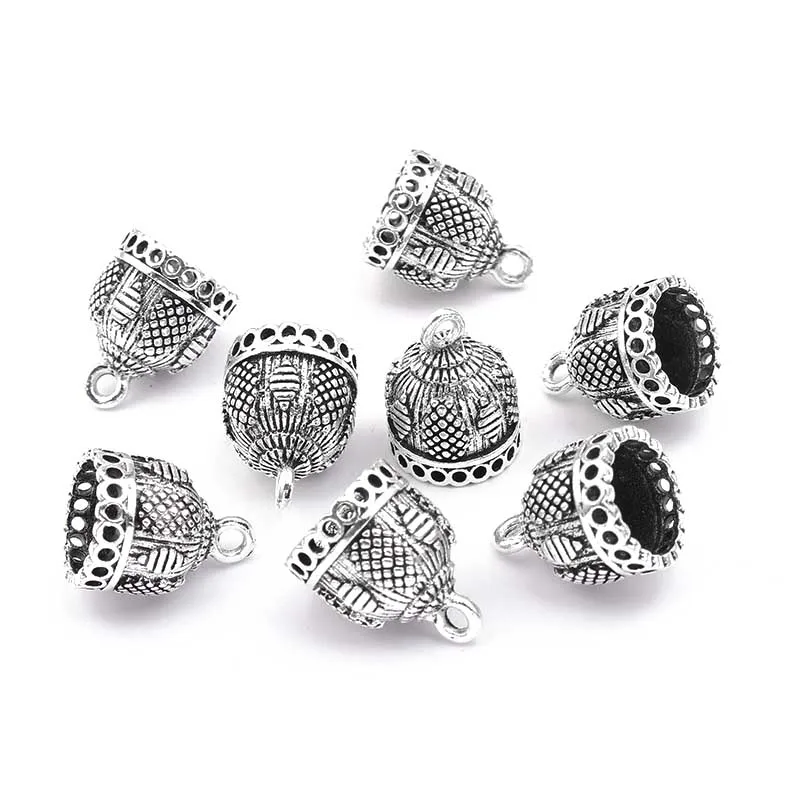 10pcs Argento Antico di Colore 12 millimetri Cap Filigrana Pendenti E Ciondoli Nappa End Caps Bead Per Il Braccialetto Collana FAI DA TE Risultati